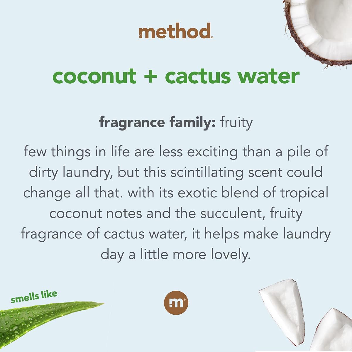 method Liquid Laundry Detergent, Coconut + Cactus Water, 53.5 fl oz
