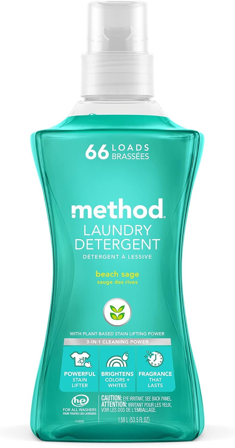 method Liquid Laundry Detergent, Beach Sage, 53.5 fl oz, 4 Pack