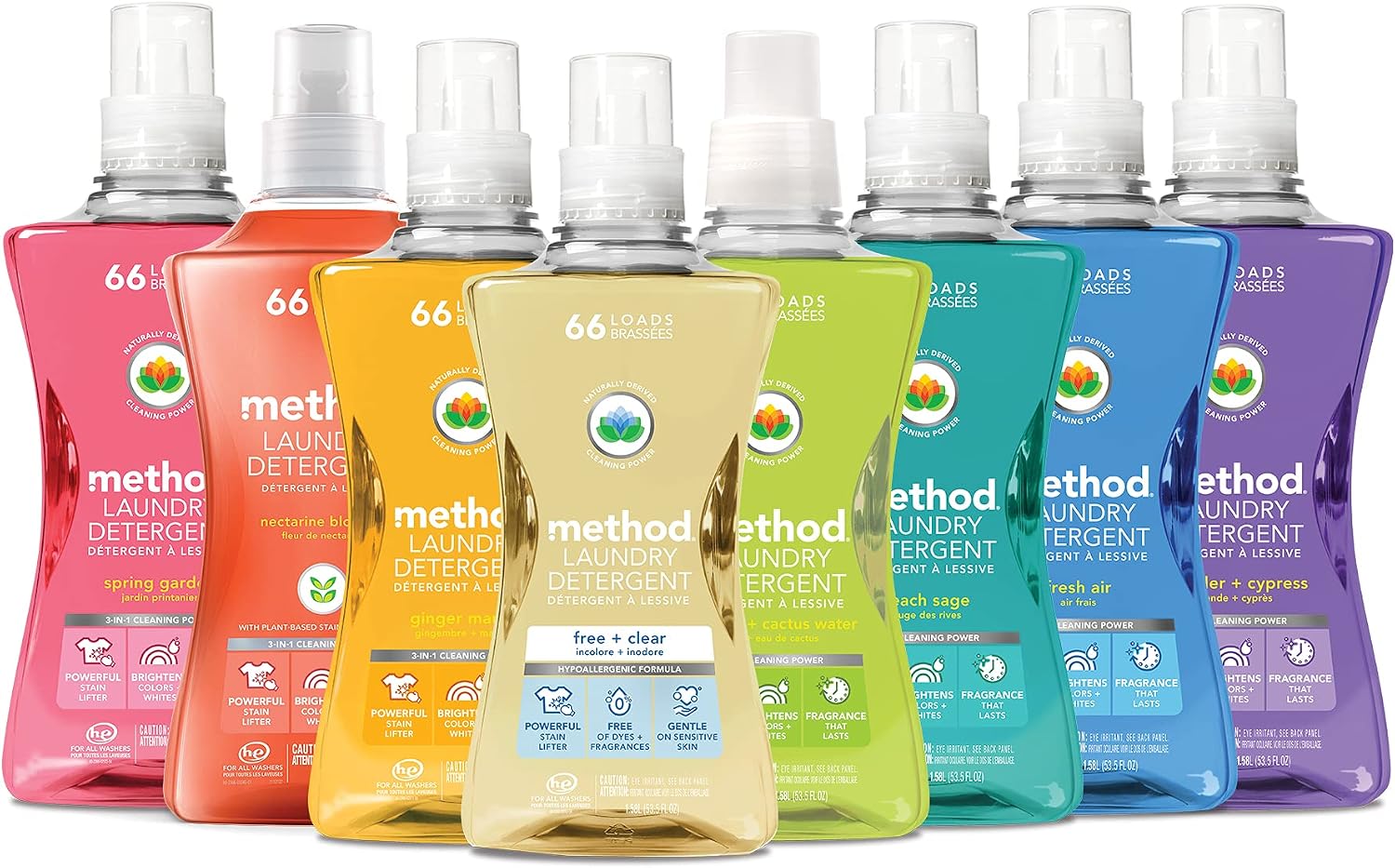 method Liquid Laundry Detergent, Beach Sage, 53.5 fl oz, 4 Pack