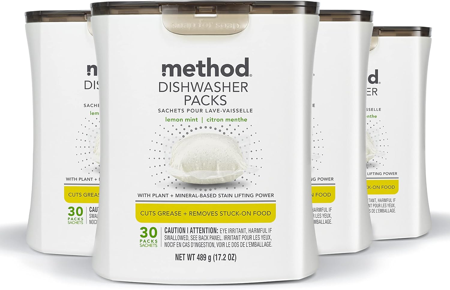 method Dishwasher Detergent Packs, Lemon Mint, 108 Tabs, 4 Pack