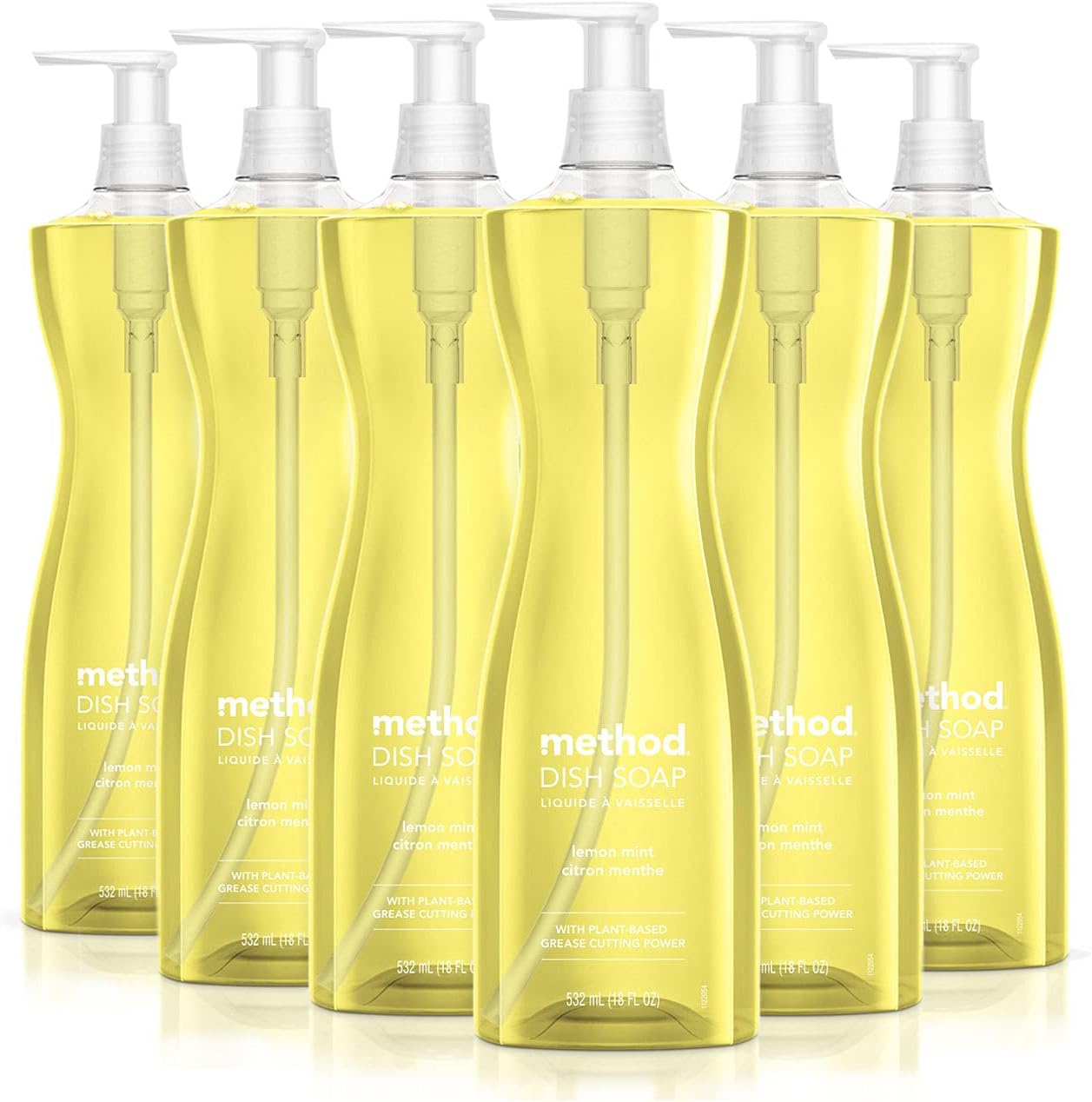 Method Gel Dish Soap Liquid, Lemon Mint, Tough on Grease, 18 Fl Oz (Pack of 6