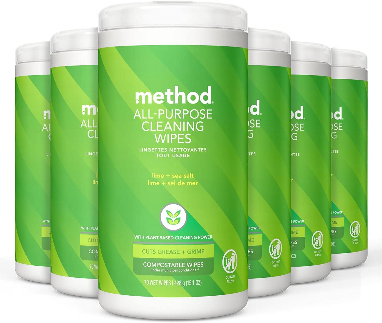 method All-Purpose Cleaning Wipes, Lime + Sea Salt, 70 Count, 6 Pack