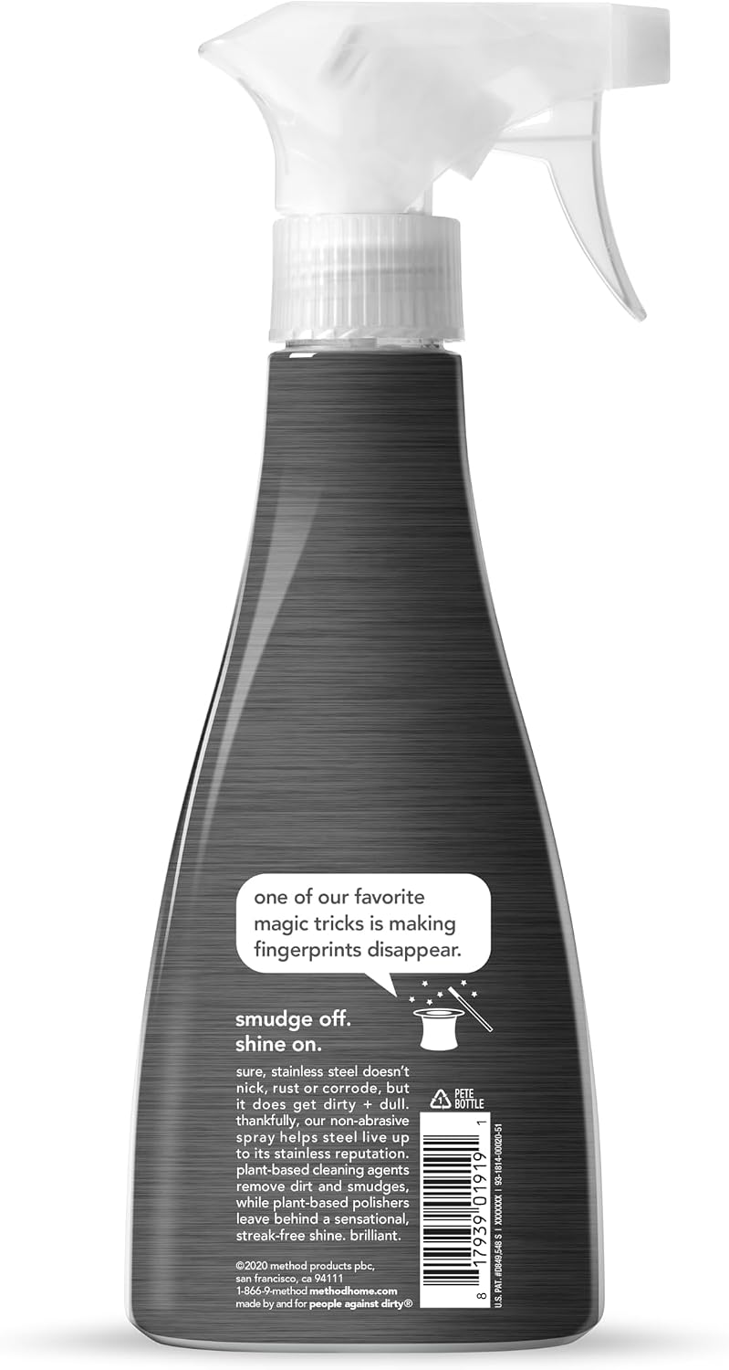 method Stainless Steel Cleaner + Polish, Apple Orchard, 14 fl oz, 6 Pack
