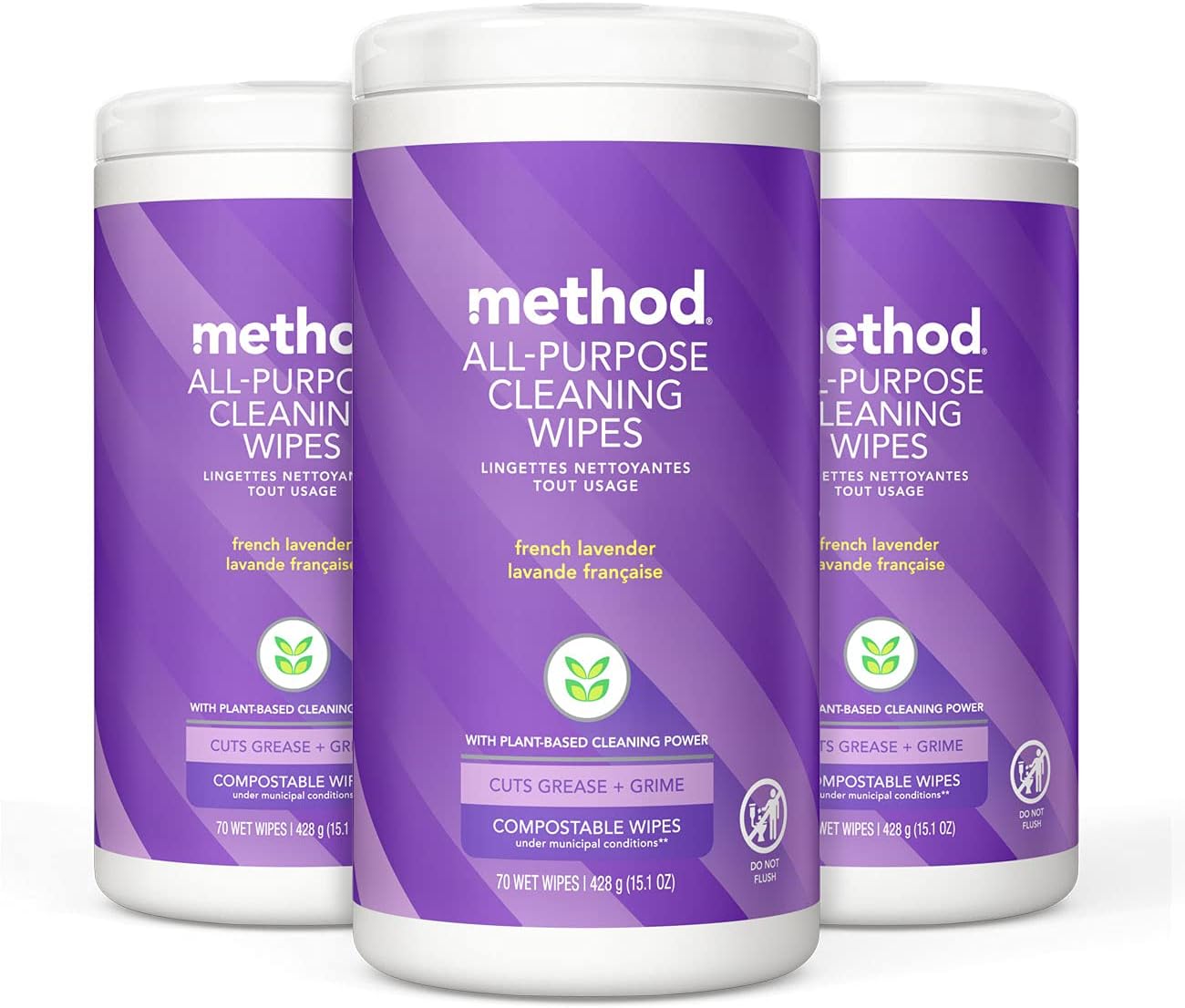 method All-Purpose Cleaning Wipes, French Lavender, 70 Count, 3 Pack