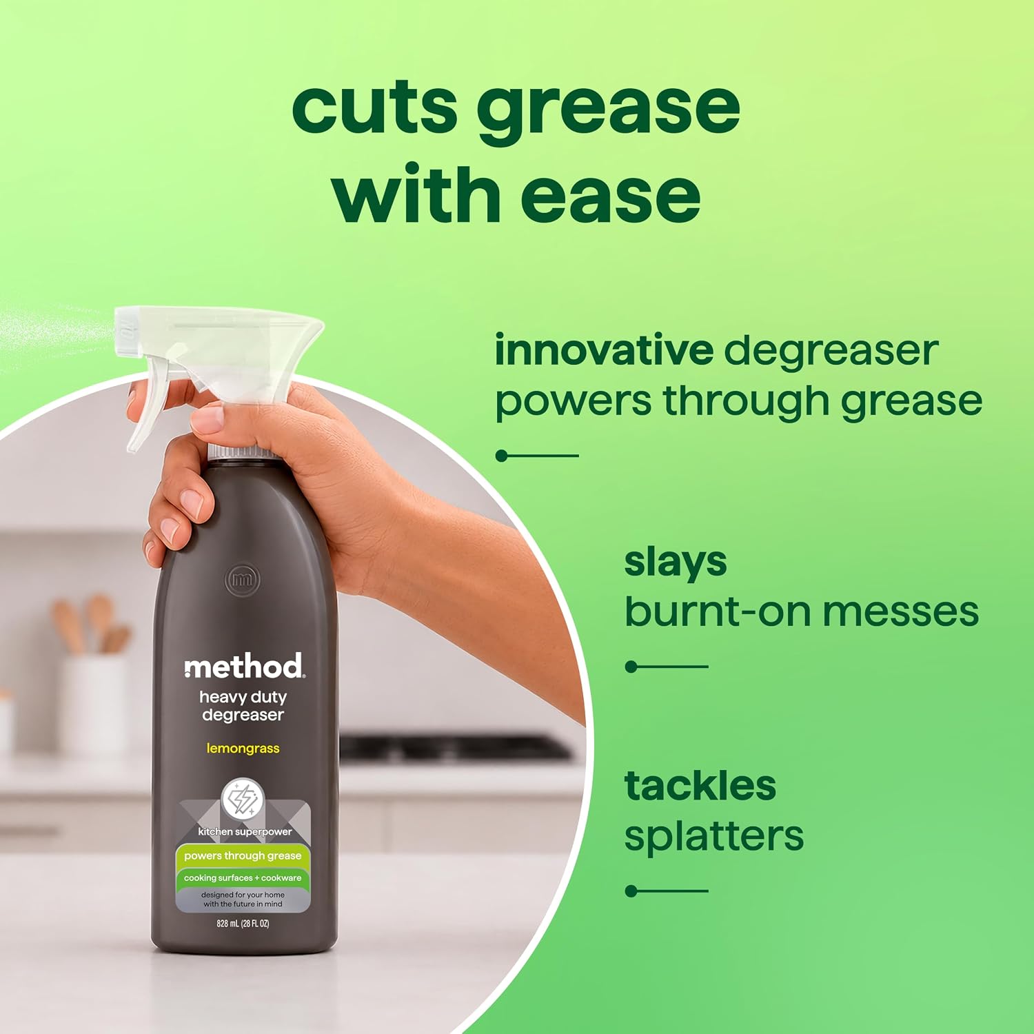 method Heavy Duty Degreaser, Lemongrass Scent, 28 fl oz