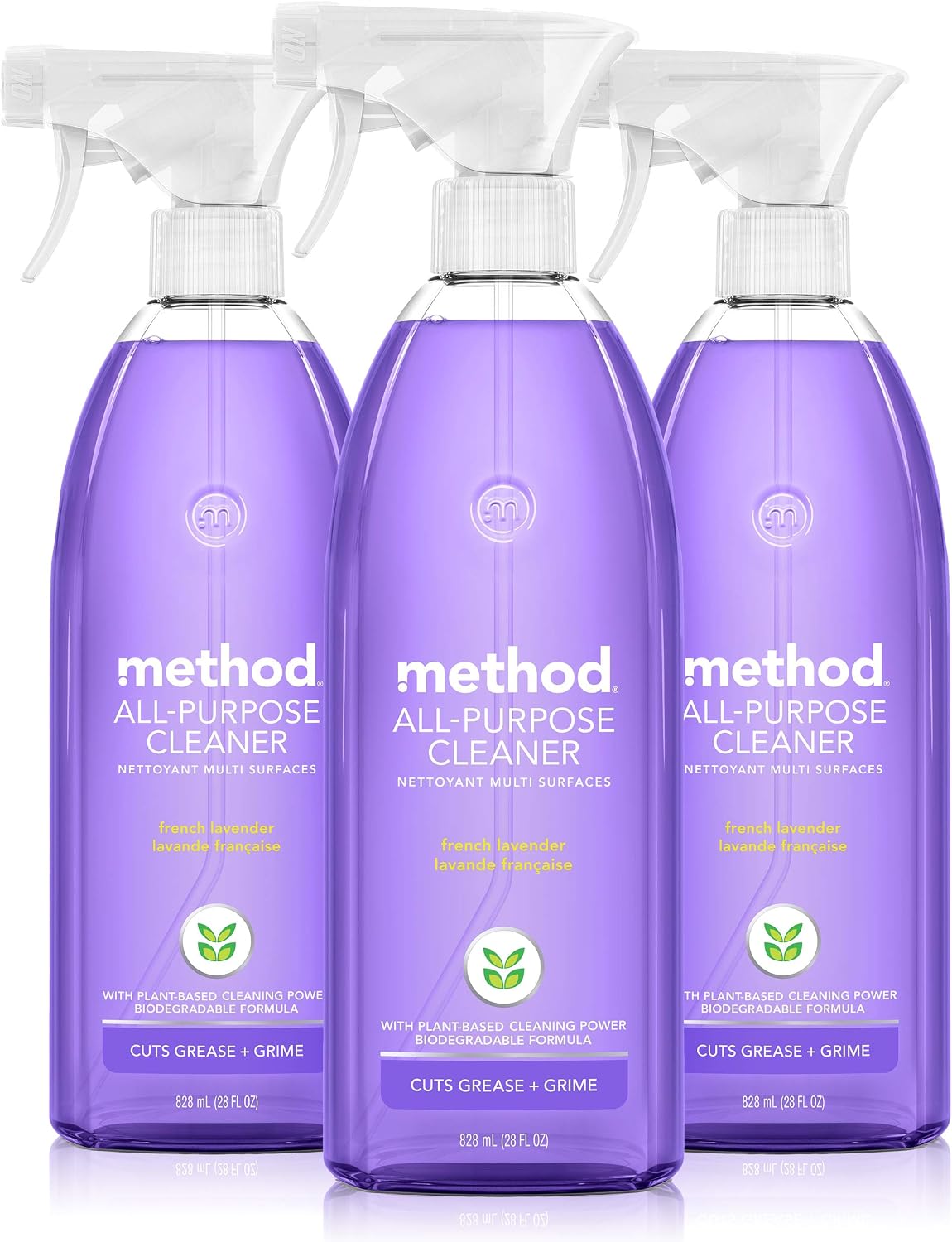 Method All-Purpose Cleaner Spray, French Lavender, Plant-Based and Biodegradable Formula Perfect for Most Counters, Tiles, Stone, and More, 28 oz Spray Bottles, (Pack of 3)