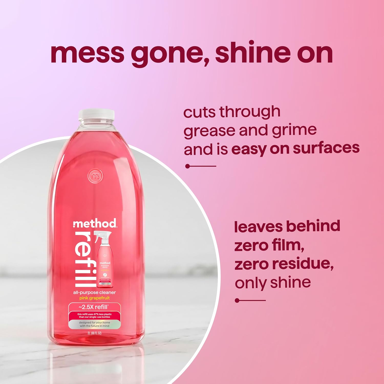 method All-Purpose Cleaner Refill, Pink Grapefruit, 68 fl oz, 6 pack