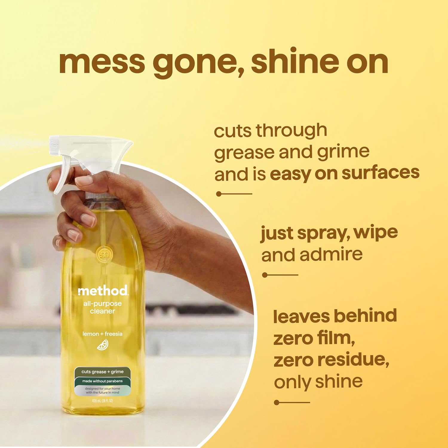 method All-Purpose Cleaner Spray, Lemon + Freesia, 28 fl oz, 4 pack