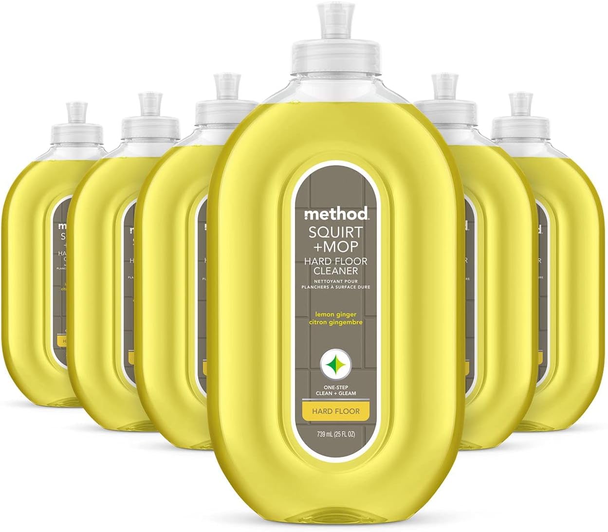 method Hardwood Floor Cleaner Squirt + Mop, Lemon Ginger, 25 fl oz, 6 Pack