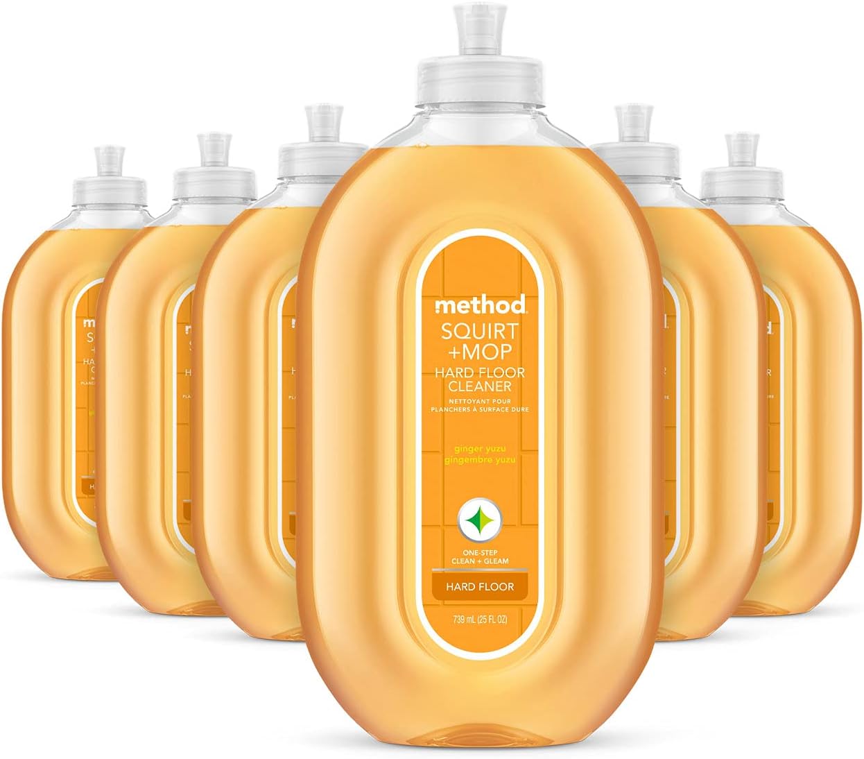 method Hardwood Floor Cleaner Squirt + Mop, Ginger Yuzu, 25 fl oz, 6 Pack