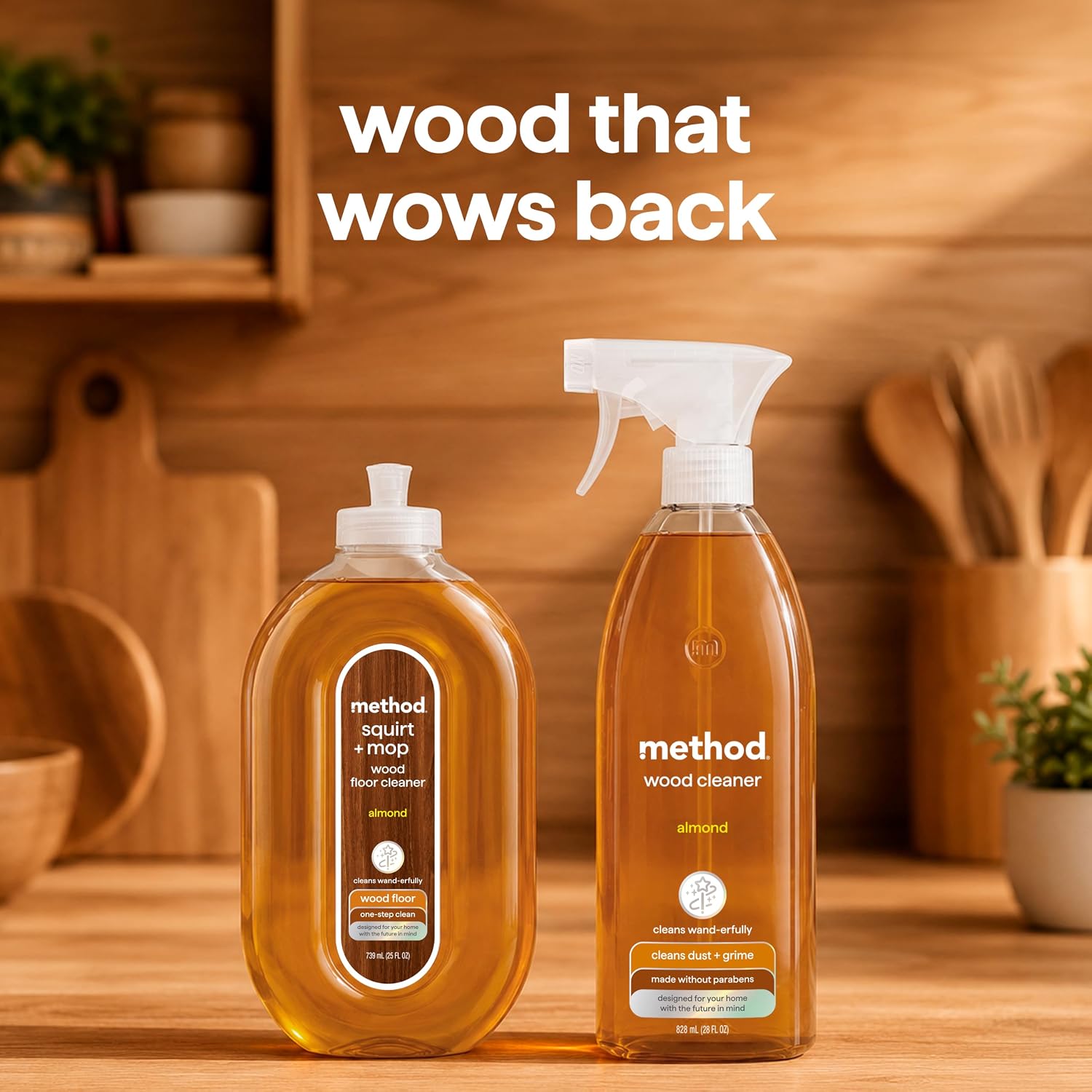 method Daily Wood Cleaner, Almond, 28 fl oz, 8 Pack